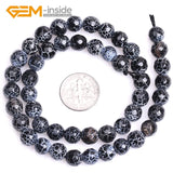 7mm-14mm Dream Fire Dragon Veins Agates Faceted Round Shape Loose Beads