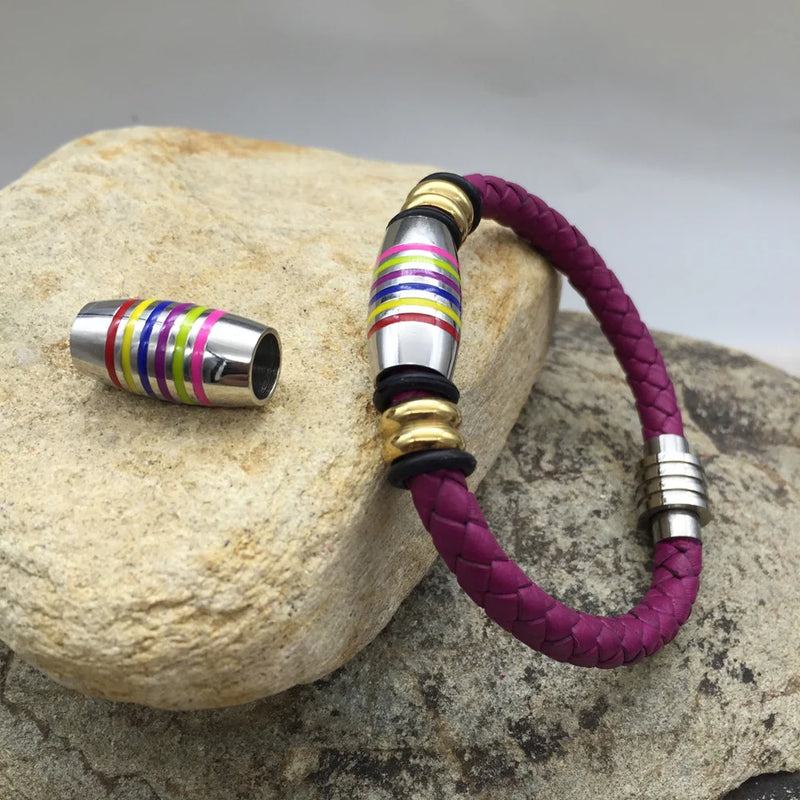 7mm Big Hole Stainless Steel Colorful Cylinder Spacer Beads for Bracelet Making