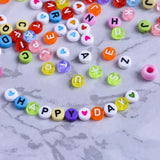 7mm Mixed Letter Acrylic Beads Round Flat Loose Beads for Jewelry Making