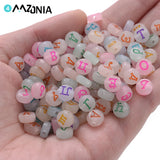 7mm Mixed Letter Acrylic Beads Round Flat Loose Beads for Jewelry Making