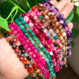 7mm Faceted Striped Agates Spacer Beads Natural Stone Loose Beads