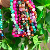 7mm Faceted Striped Agates Spacer Beads Natural Stone Loose Beads