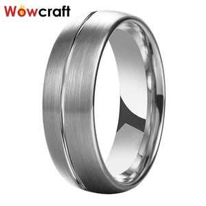 7mm Gold/Silver Tungsten Wedding Band Ring Grooved Comfort Fit Domed