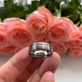 7mm Gold/Silver Tungsten Wedding Band Ring Grooved Comfort Fit Domed