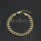 7mm Gold Cuban Link Chain Anklet Stainless Steel Ankle Bracelet