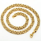 7mm Flat Byzantine Link Necklace Stainless Steel Heavy Jewelry