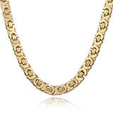 7mm Flat Byzantine Link Necklace Stainless Steel Heavy Jewelry