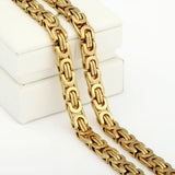 7mm Flat Byzantine Link Necklace Stainless Steel Heavy Jewelry
