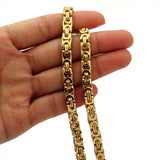 7mm Flat Byzantine Link Necklace Stainless Steel Heavy Jewelry