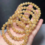 7mm Rutilated Quartz Bracelet Wealth Luck Gift Jewelry