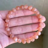 7mm Moonstone Bracelet Love Beauty Luck Gift Crystal Orange Light Beads Jewelry