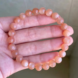 7mm Moonstone Bracelet Love Beauty Luck Gift Crystal Orange Light Beads Jewelry