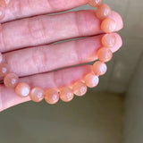 7mm Moonstone Bracelet Love Beauty Luck Gift Crystal Orange Light Beads Jewelry