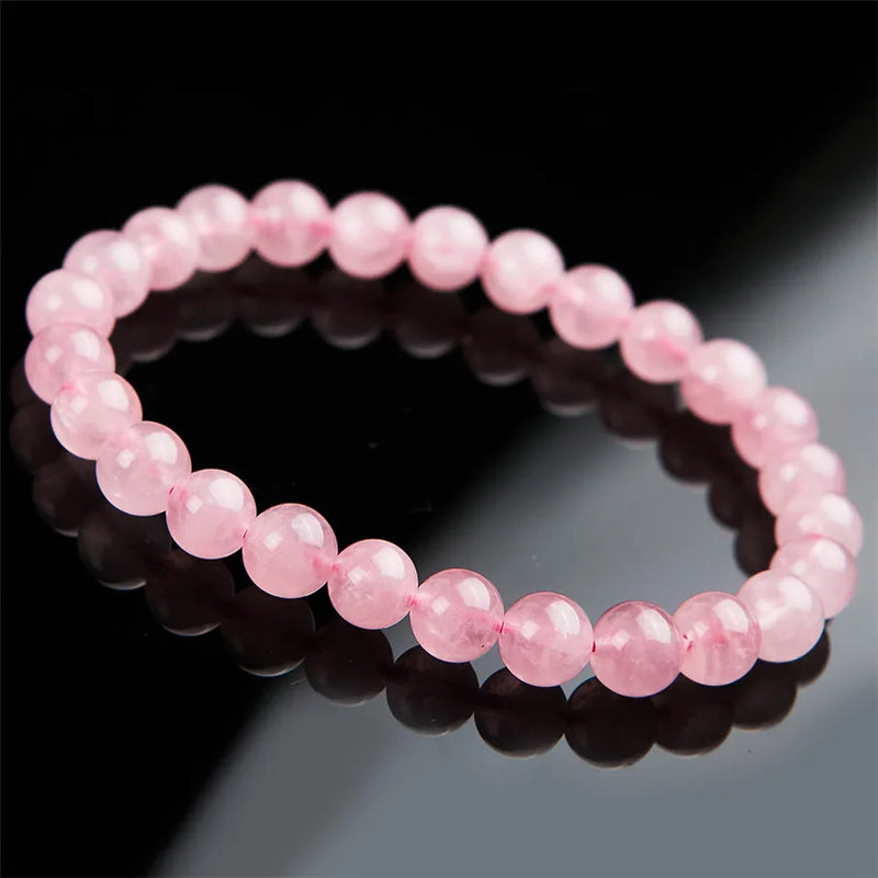 7mm Rose Quartz Bracelet Luck Love Madagascar Beads Stretch Strands AAAAA