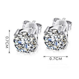 7mm Round Zirconia 925 Silver Earrings Wedding Jewelry