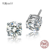 7mm Round Zirconia 925 Silver Earrings Wedding Jewelry