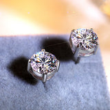 7mm Round Zirconia 925 Silver Earrings Wedding Jewelry