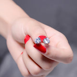 7mm Round Zirconia 925 Silver Earrings Wedding Jewelry