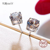 7mm Round Zirconia 925 Silver Earrings Wedding Jewelry