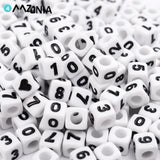 7mm Square Numerals Acrylic Beads Alphabet Spacer for Jewelry Making DIY