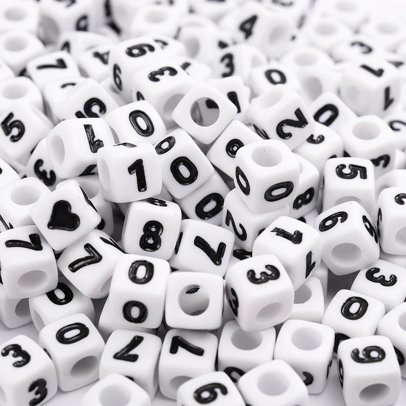 7mm Square Numerals Acrylic Beads Alphabet Spacer for Jewelry Making DIY