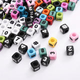 7mm Square Numerals Acrylic Beads Alphabet Spacer for Jewelry Making DIY