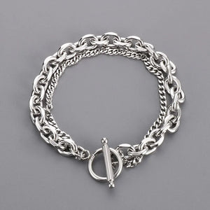 7mm Stainless Steel Double-Style Chains Bracelet for Men Women