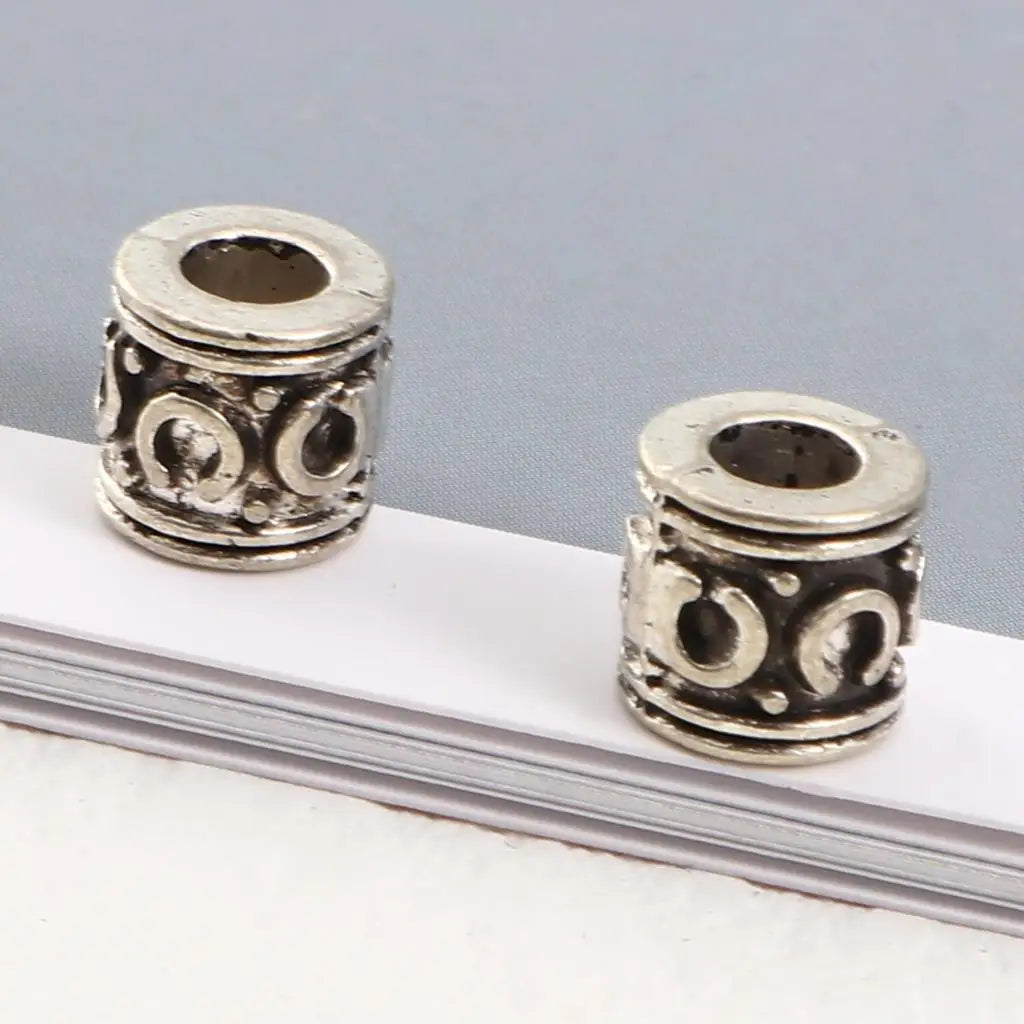 7mm Vintage Spacer Beads Antique Silver Loose Metal Beads, 100PCs
