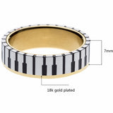 7mm Piano Keyboard Wedding Band Ring Unisex Sizes 5-10