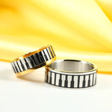 7mm Piano Keyboard Wedding Band Ring Unisex Sizes 5-10