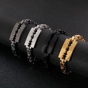 7mm Stainless Steel Blade Shape Bracelet For Men Biker Jewelry
