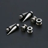 Stainless Steel Ear Tapers Tunnels Ear Studs Stretching Kit 2 Pairs