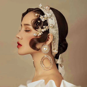 Korea Bridal Wedding Headband Earrings Set Hair Accessories