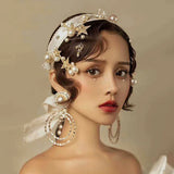 Korea Bridal Wedding Headband Earrings Set Hair Accessories