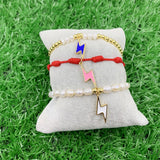 7pcs Brass Enamel Lightning Bolt Pendants Charms 8x21mm