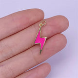 7pcs Brass Enamel Lightning Bolt Pendants Charms 8x21mm