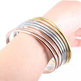 Classic Three-Color Seven Ring Bracelet Spring Stainless Steel Women Bracelet