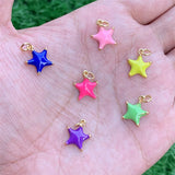 7pcs Enamel Brass Star Pendants 11x13mm DIY Jewelry