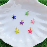 7pcs Enamel Brass Star Pendants 11x13mm DIY Jewelry