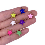 7pcs Enamel Brass Star Pendants 11x13mm DIY Jewelry