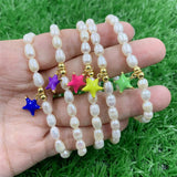 7pcs Enamel Brass Star Pendants 11x13mm DIY Jewelry