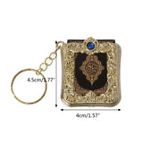 Arabic Koran Book Keychain Real Paper Mini Ark Quran Car Key Ring Decor