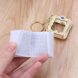 Arabic Koran Book Keychain Real Paper Mini Ark Quran Car Key Ring Decor
