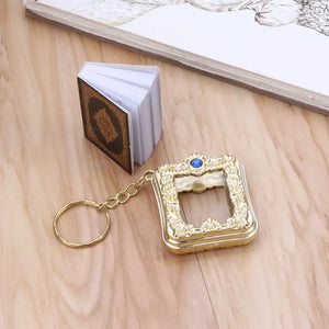Arabic Koran Book Keychain Real Paper Mini Ark Quran Car Key Ring Decor