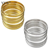 7pcs Cubic Zirconia Bangle Bracelets for Women Stainless Steel