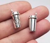 7pcs 10x21mm Have A Break Pendants Silver Coffee Cup Charms DIY Jewelry Making