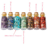 7pcs Mini Glass Wishing Bottles Tumbled Gemstone Crystal Chips Set