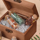 7pcs Mini Glass Wishing Bottles Tumbled Gemstone Crystal Chips Set