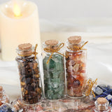 7pcs Mini Glass Wishing Bottles Tumbled Gemstone Crystal Chips Set