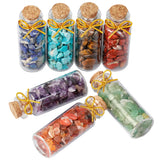 7pcs Mini Glass Wishing Bottles Tumbled Gemstone Crystal Chips Set